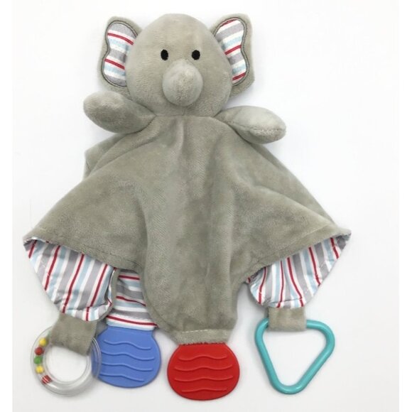 Modern Baby Gray Elephant Snuggle Blankie Security Blanket Lovey Teether Toy - Picture 1 of 8